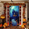 Halloween Door Cover Decoration Large Fabric Party Sign Spooky Pumpkin Graveyard
