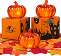 LED Light Up Pumpkins & Maple Leaves Set - Fall Halloween Autumn Home Decor