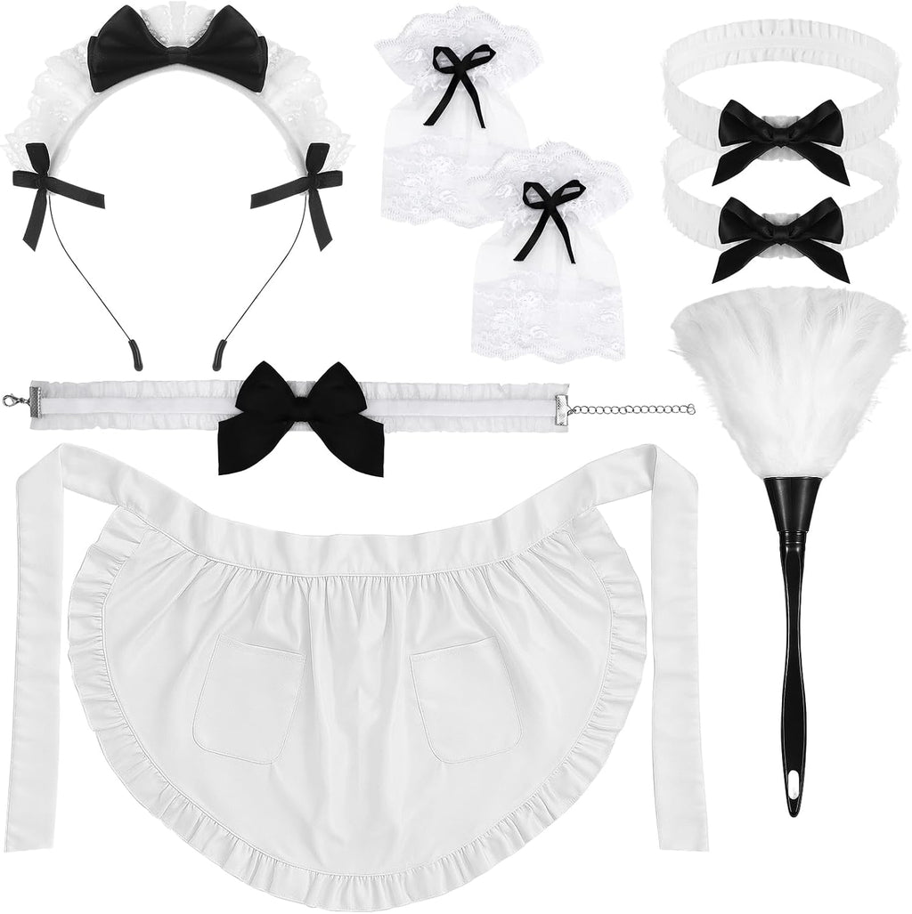 6 Pcs Maid Costume Accessories Set - Halloween Dress Up Outfit for Women