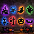 8 PCS Halloween LED Wall Lights Spooky Silhouette Glow Window Wall Decorations