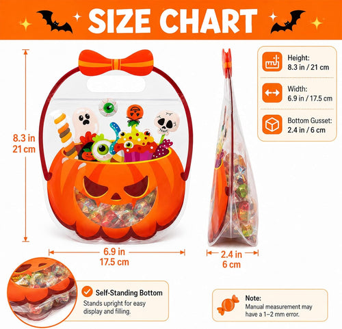 20 Pcs Pumpkin Halloween Trick or Treat Sweet Gift Bags with Handle for Kids