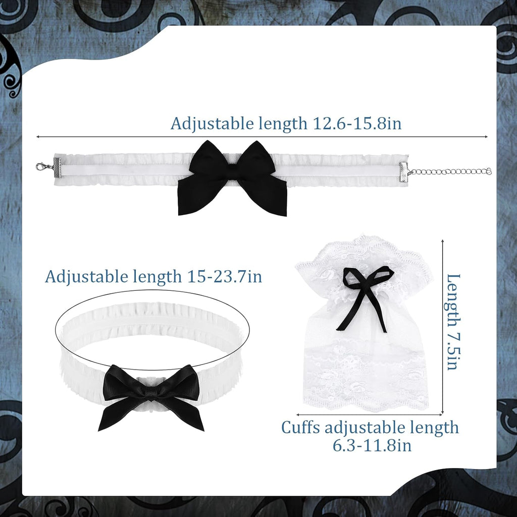 6 Pcs Maid Costume Accessories Set - Halloween Dress Up Outfit for Women