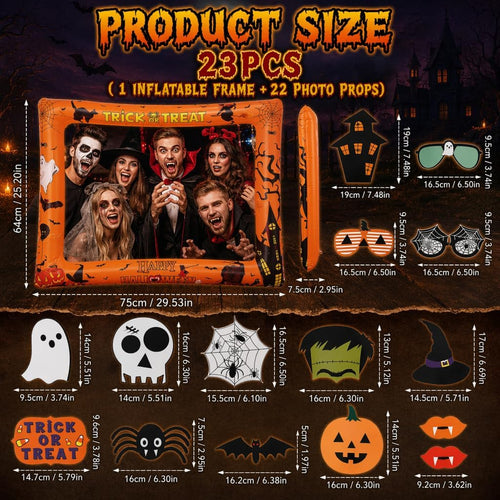 23 Pcs Halloween Photo Booth Props Inflatable Frame Party Accessories Kit
