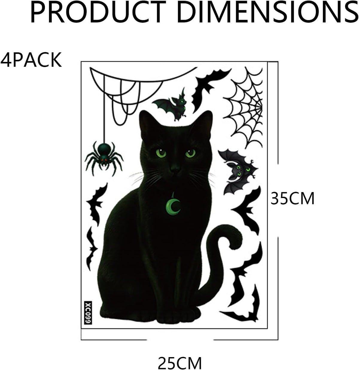 4 Sheets Halloween Window Stickers Black Cat Horror Gothic Decor Set
