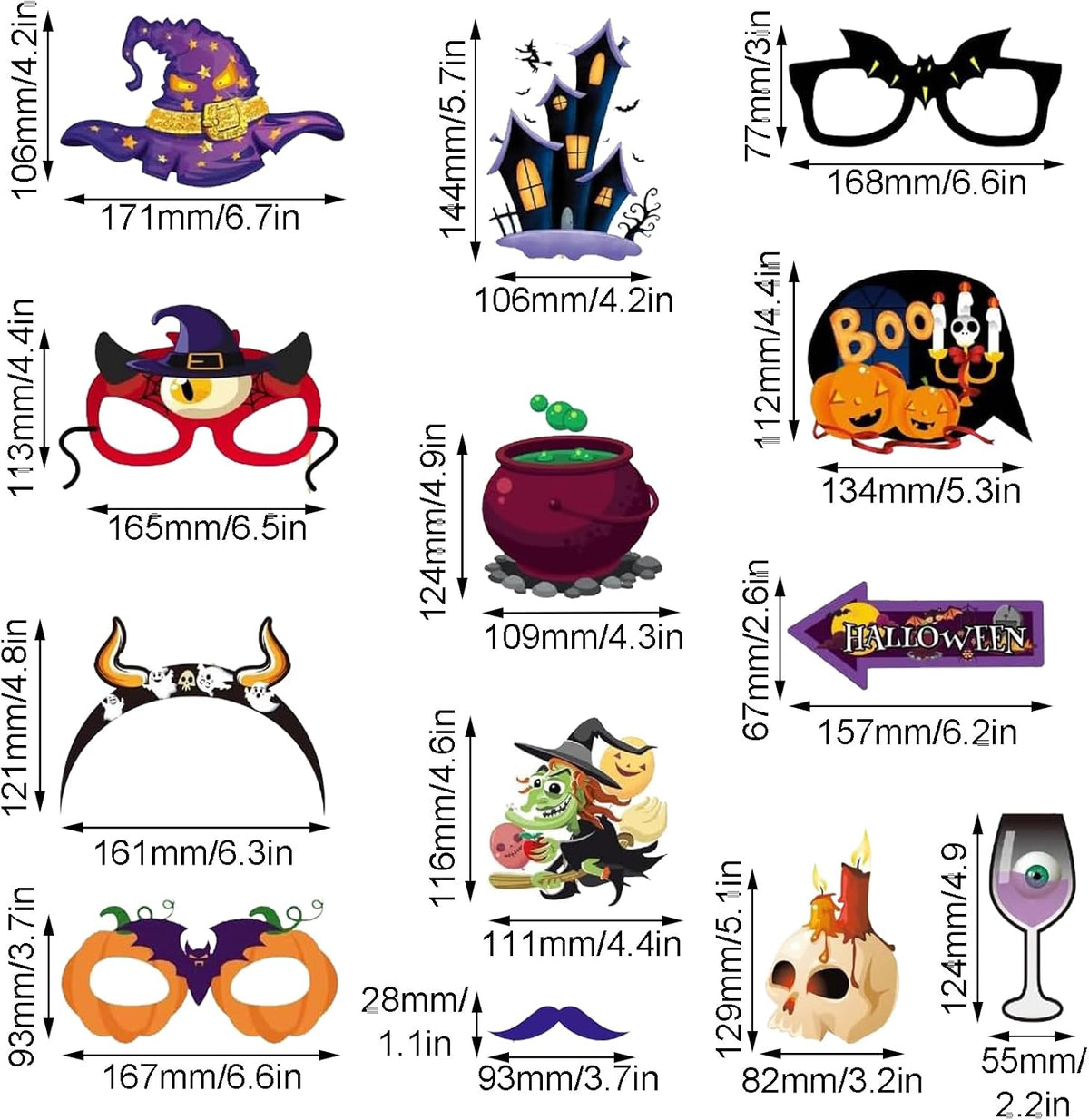 30 PCS Halloween Photo Booth Props Fun Party Selfie Game Decoration Kit
