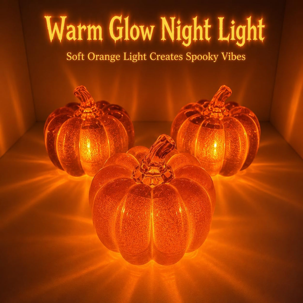 LED Light Up Pumpkins & Maple Leaves Set - Fall Halloween Autumn Home Decor