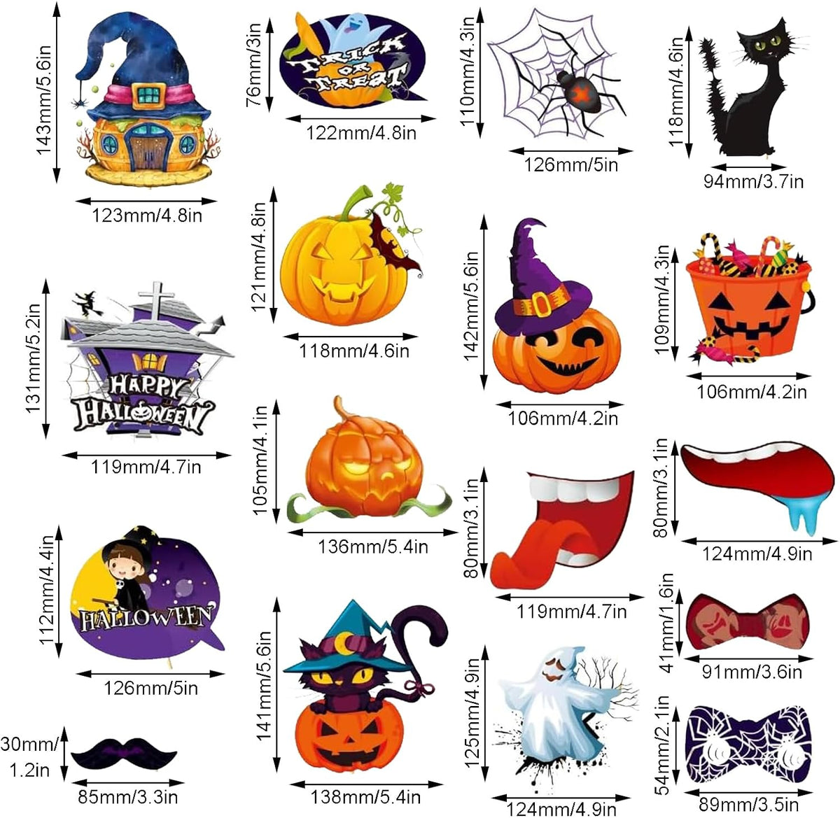 30 PCS Halloween Photo Booth Props Fun Party Selfie Game Decoration Kit