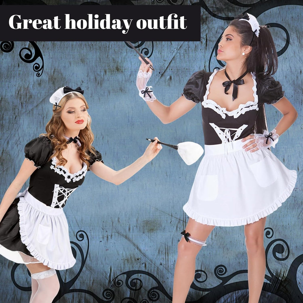 6 Pcs Maid Costume Accessories Set - Halloween Dress Up Outfit for Women