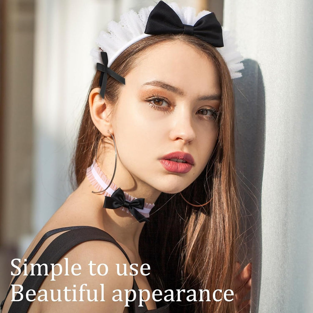 6 Pcs Maid Costume Accessories Set - Halloween Dress Up Outfit for Women