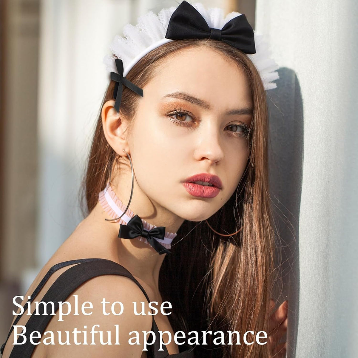 6 Pcs Maid Costume Accessories Set - Halloween Dress Up Outfit for Women