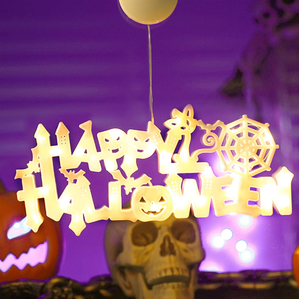 Halloween Neon Window Lights LED Hanging Sign Warm Light Indoor Outdoor Decor