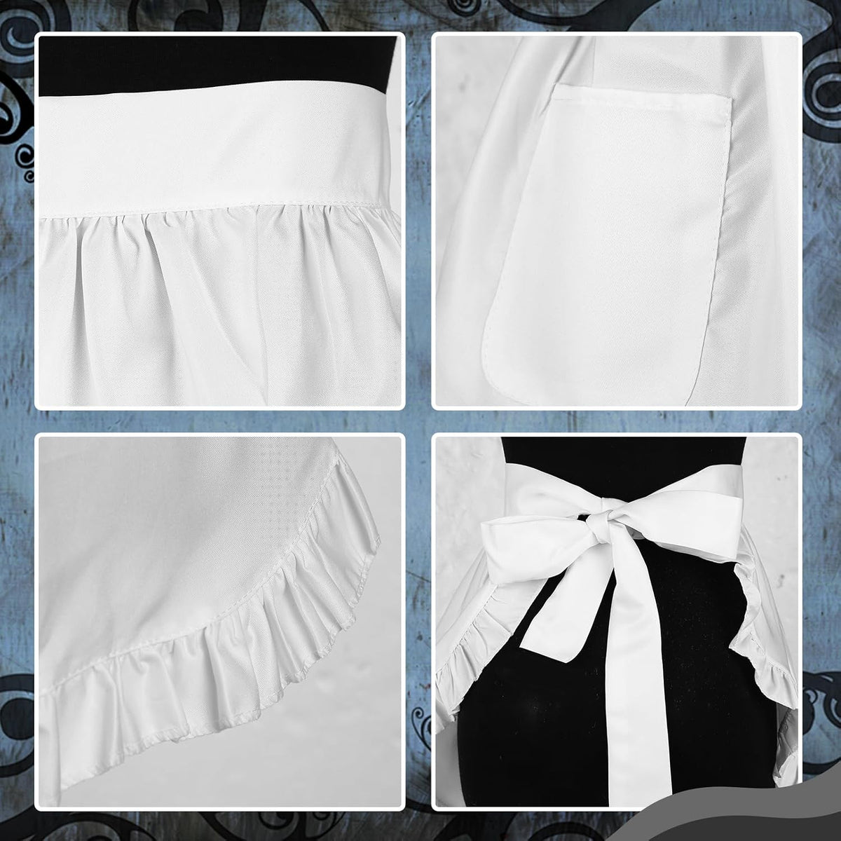 6 Pcs Maid Costume Accessories Set - Halloween Dress Up Outfit for Women