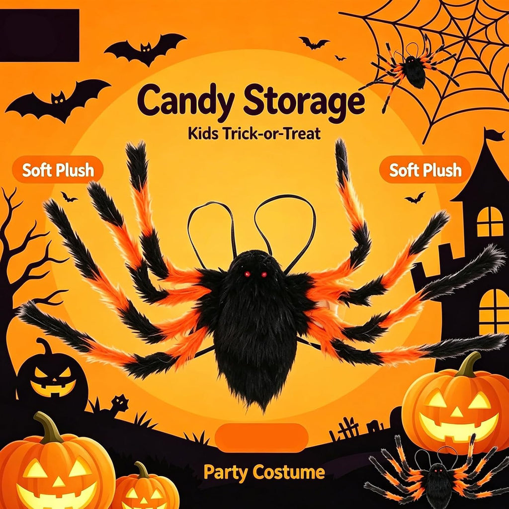 Halloween Spider Backpack Costume Prop Giant Spooky Wearable Decoration Orange