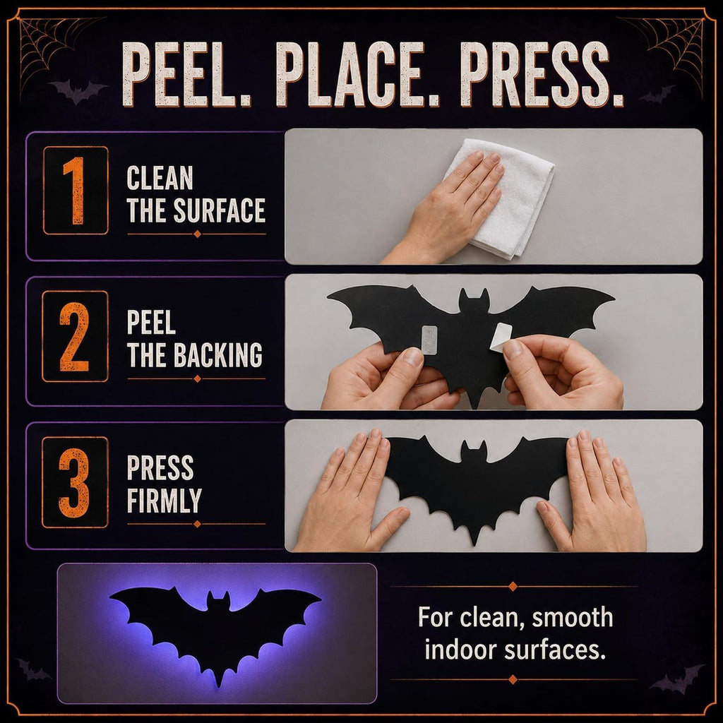 8 PCS Halloween LED Wall Lights Spooky Silhouette Glow Window Wall Decorations