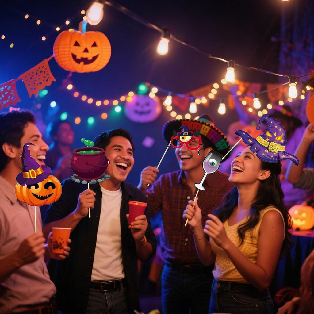 30 PCS Halloween Photo Booth Props Fun Party Selfie Game Decoration Kit