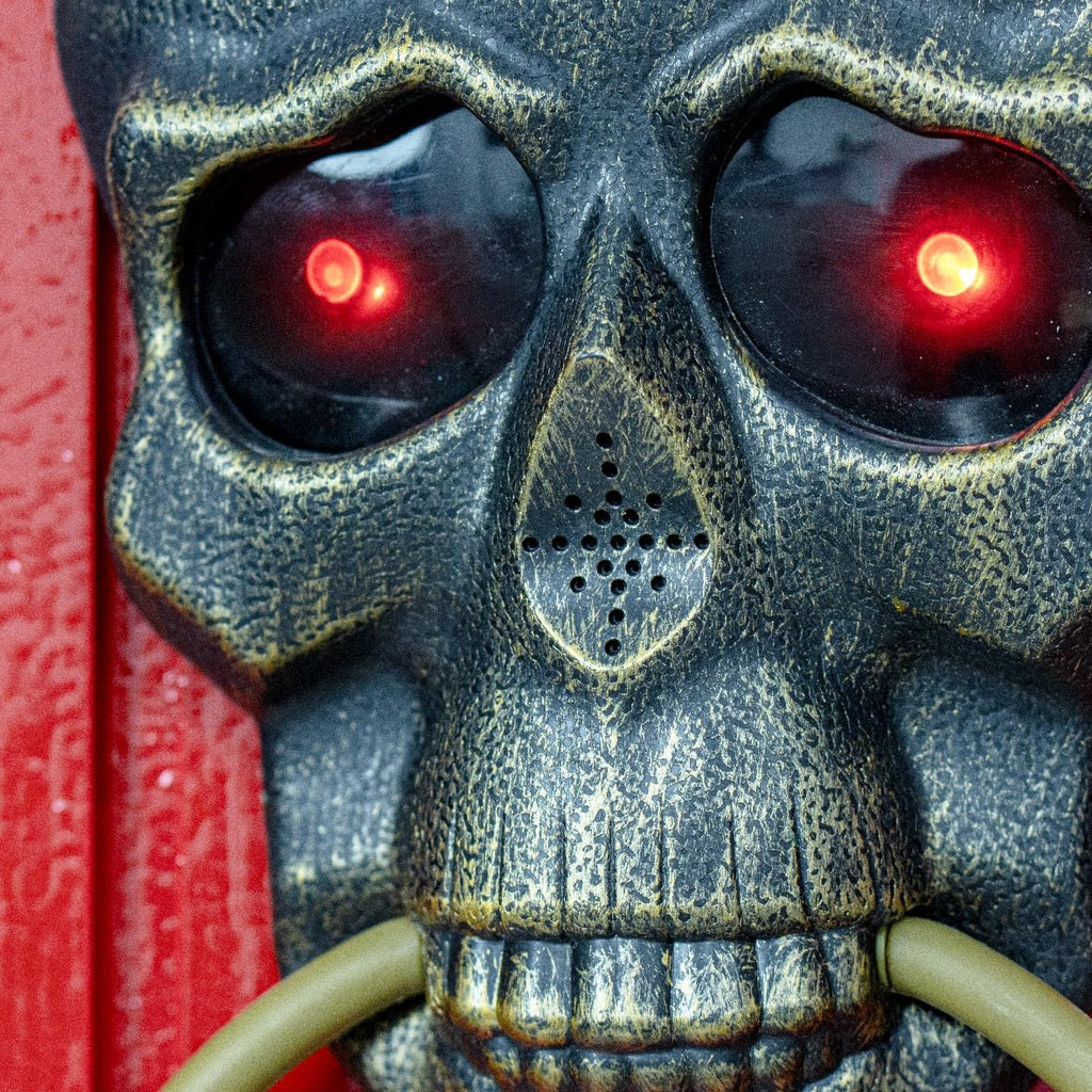 Halloween Skull Doorbell Light Up LED Eyes Spooky Voice Trick or Treat Decor