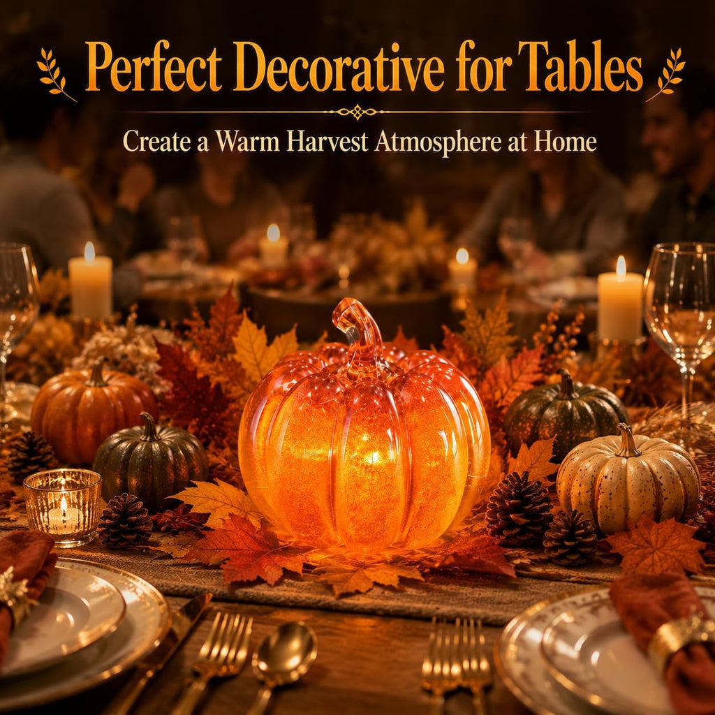 LED Light Up Pumpkins & Maple Leaves Set - Fall Halloween Autumn Home Decor