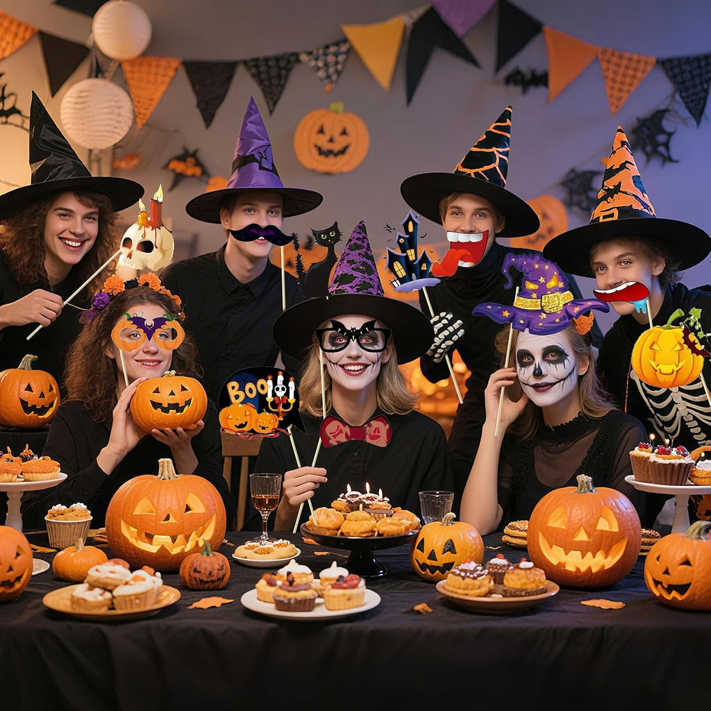 30 PCS Halloween Photo Booth Props Fun Party Selfie Game Decoration Kit