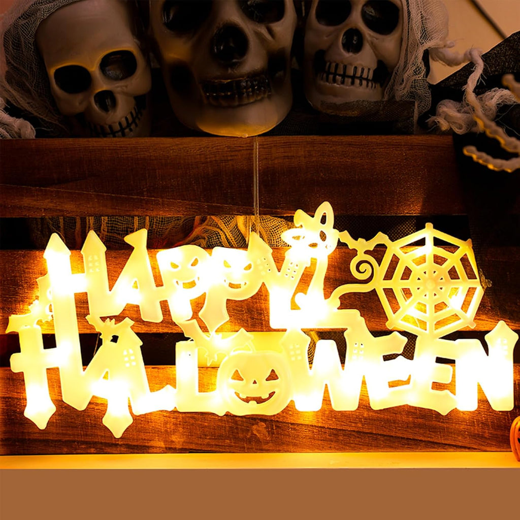 Halloween Neon Window Lights LED Hanging Sign Warm Light Indoor Outdoor Decor