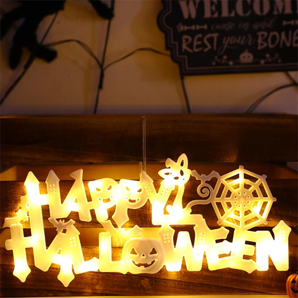 Halloween Neon Window Lights LED Hanging Sign Warm Light Indoor Outdoor Decor