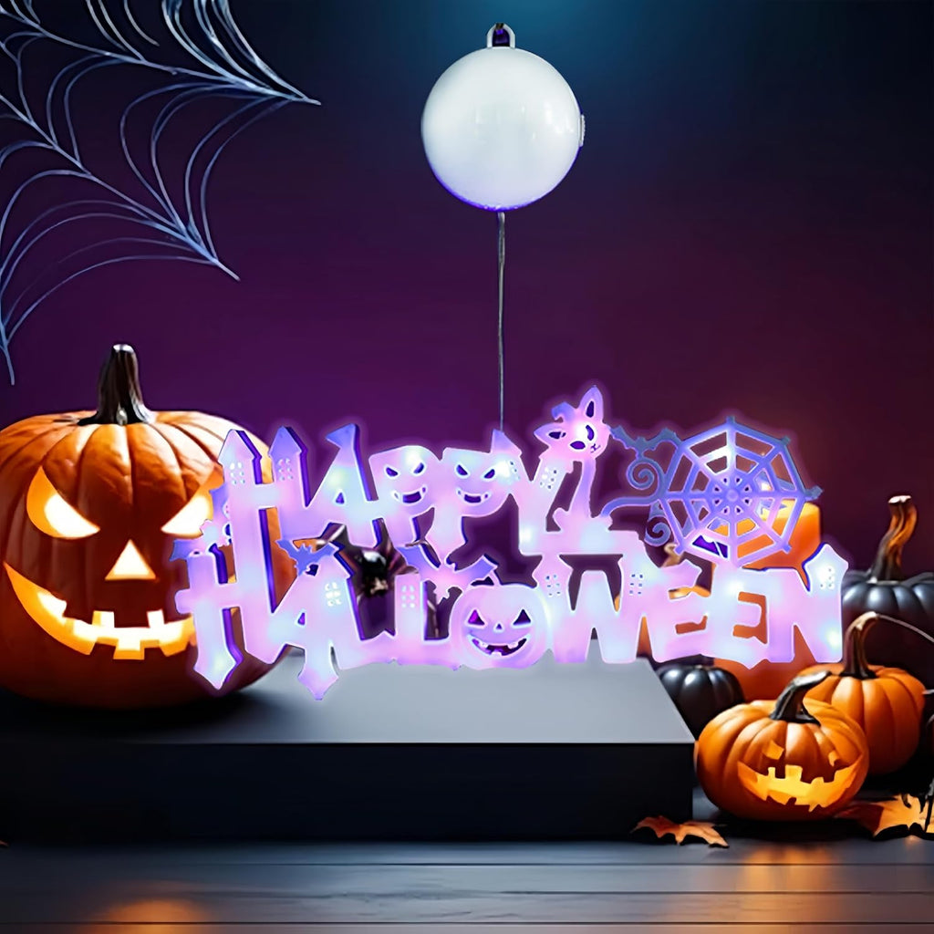 Halloween Neon Window Lights LED Hanging Sign Warm Light Indoor Outdoor Decor